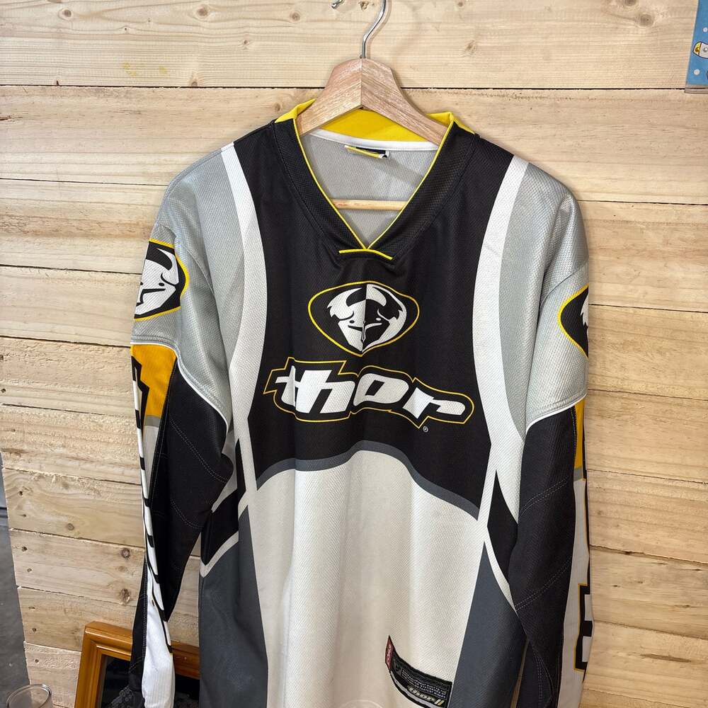 Vintage Thor Core 3 Motocross Racing Jersey Black Gray White